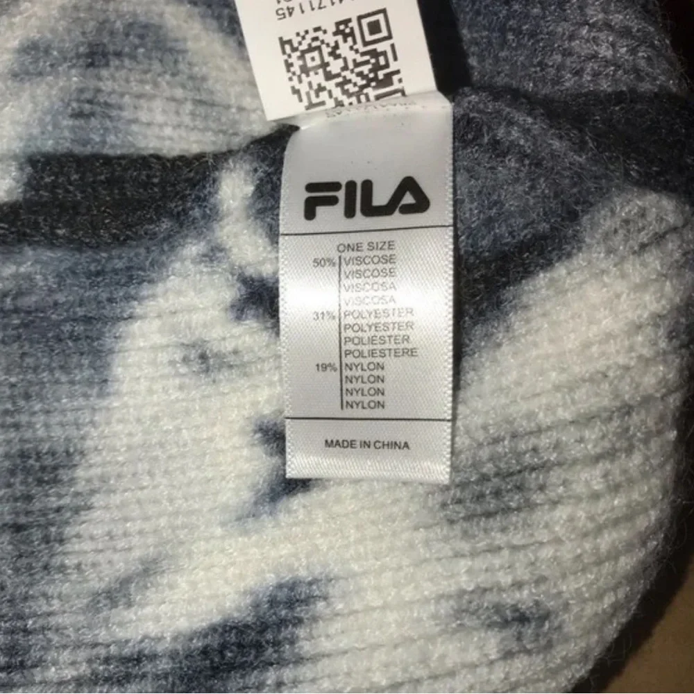 Fila Unisex Black Tie-Dye Shoreman Ribbed Knit Fold-over Beanie Hat NWT